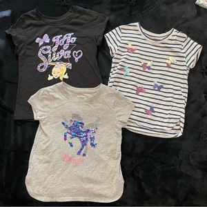 Girls 3 T-shirt’s BUNDLE/LOT Jojo siwa unicorn butterfly SIZE 6/6X SMALL